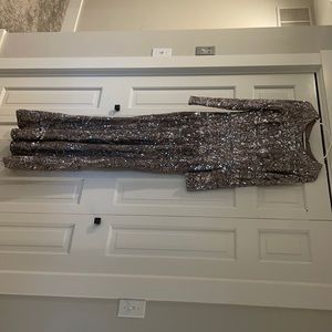 Betsy Adam size 12 silver sparkle long dress. A little Mermaid bottom.